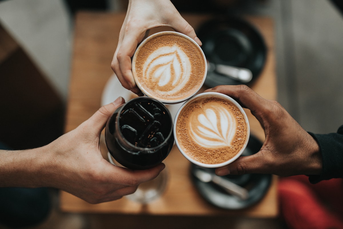 Freshly poured coffee drinks